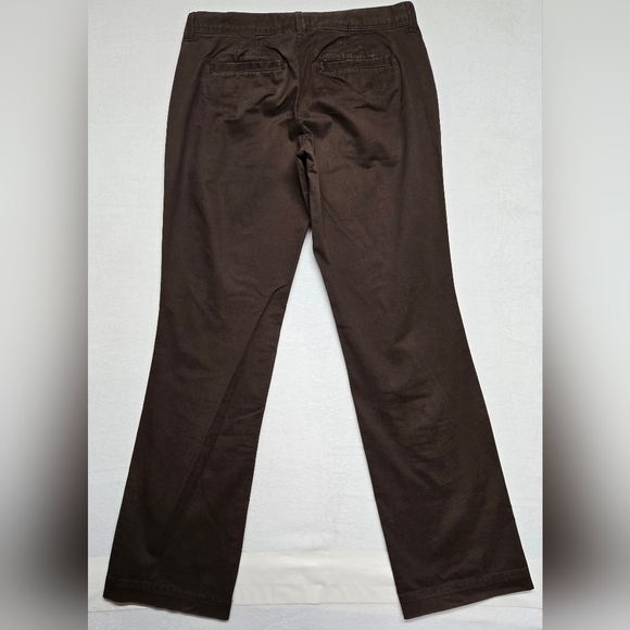 Old Navy 2 Brown Boot Cut Low Rise Khakis Five Pocket India Cotton Blend - Picture 2 of 3